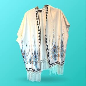 Hale Bob Fringe Wrap Tribal Print Size M NWOT